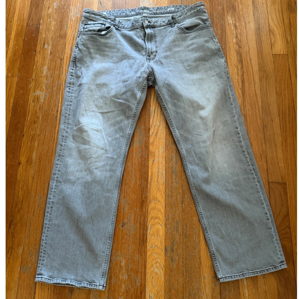 Calvin Klein Jeans Mens 38x30 Gray Straight Leg Denim Pants Faded Wash